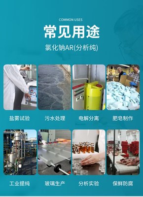 氯化钠分析纯AR500gNacl工业盐西陇科学化学试剂盐雾试验除雪防冻